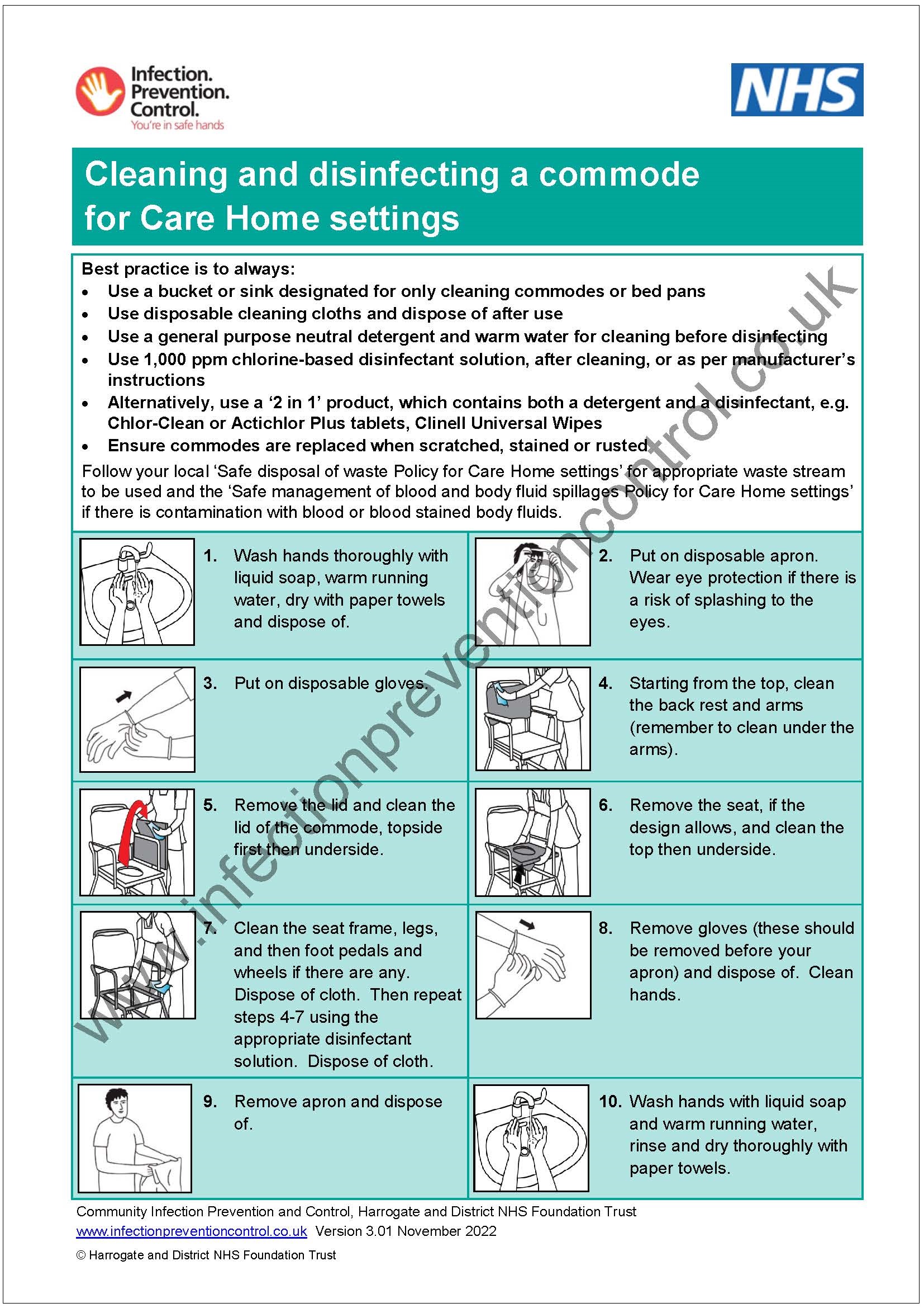 Cleaning and disinfecting a commode for Care Home settings Poster