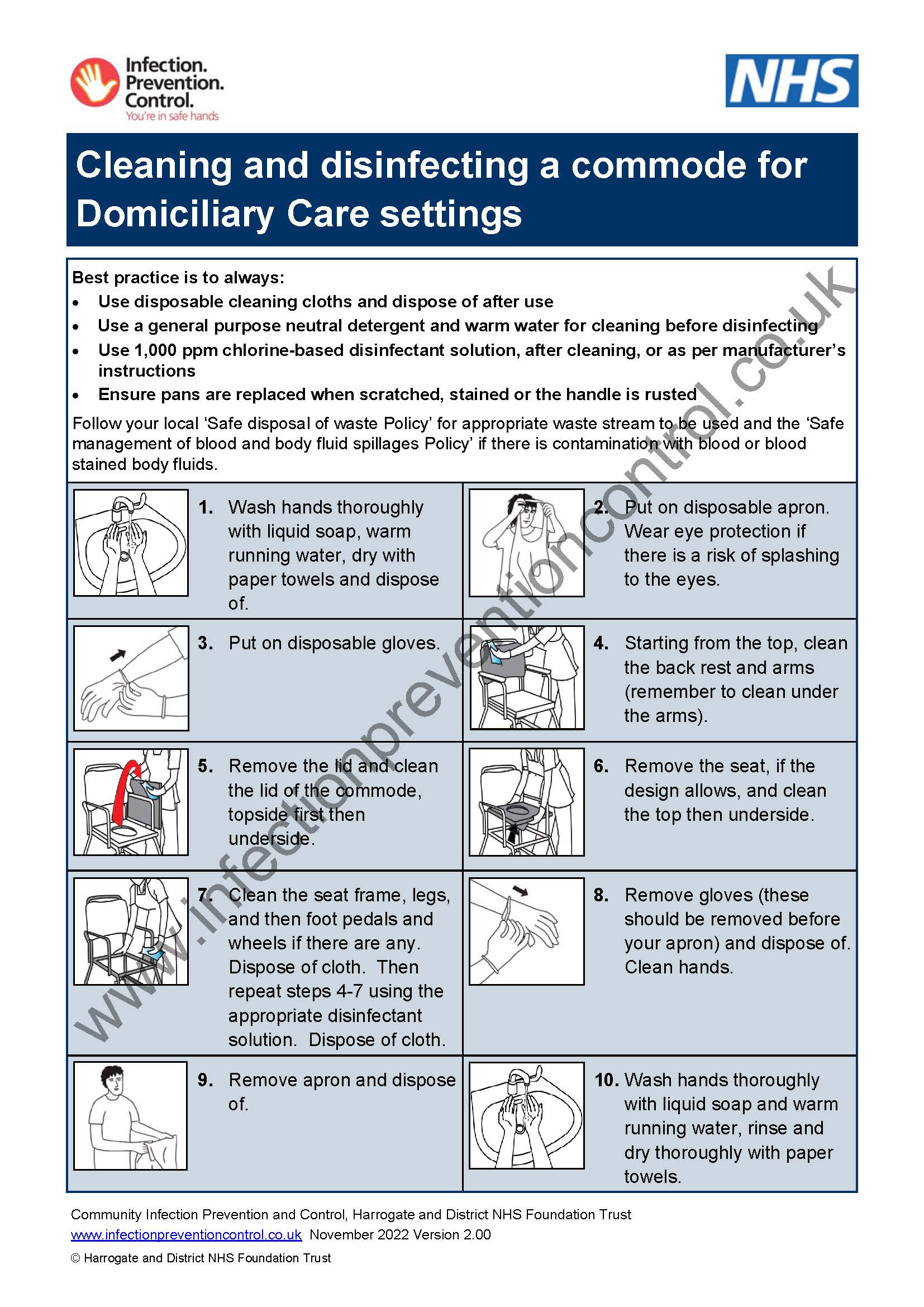 Cleaning a commode for Domiciliary Care settings Poster Infection
