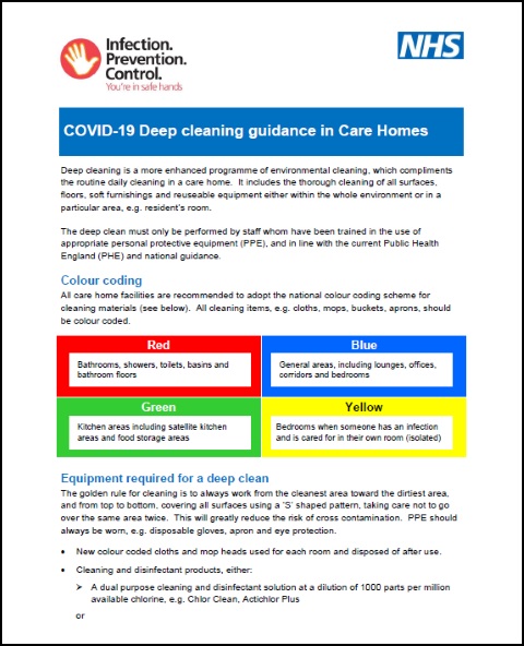 COVID-19 Deep cleaning guidance in Care Homes - Infection Prevention